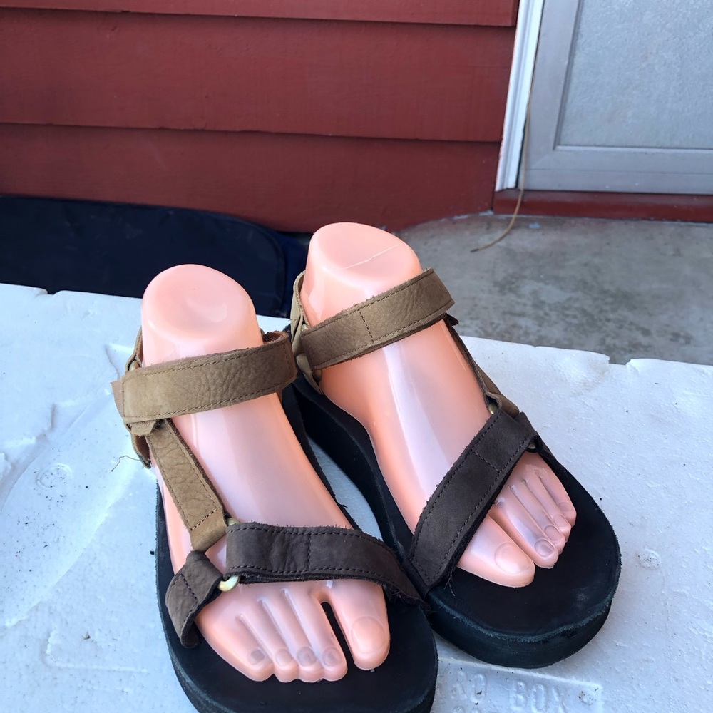 Teva Midform Universal Leather Tan Desert Sand Gray Sandals 1102435 Size 8 - Picture 9 of 16